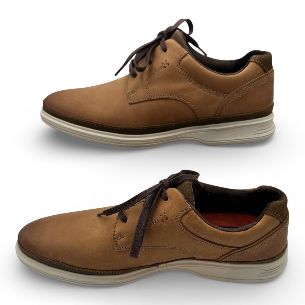 Rockport DressSports Derby 9M Tan Leather Comfort Lightweight EUC Preppy